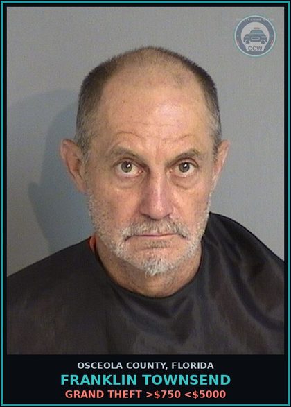 CCW arrest card for FRANKLIN TOWNSEND in Osceola County: FAIL 2OBEY LEO ORDER 2STOP