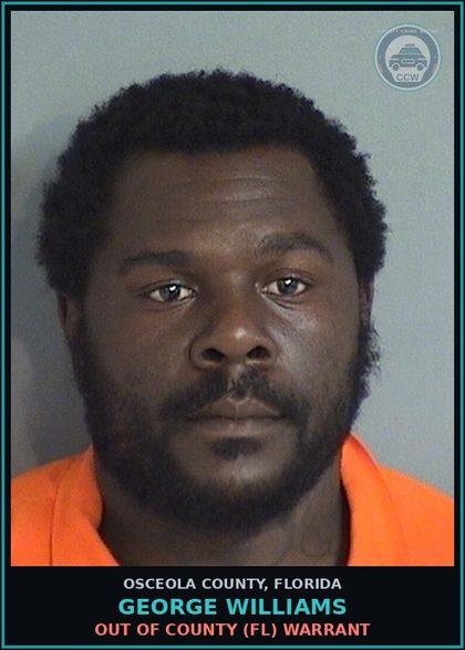 CCW arrest card for GEORGE WILLIAMS in Osceola County: OUT OF COUNTY (FL) WARRANT