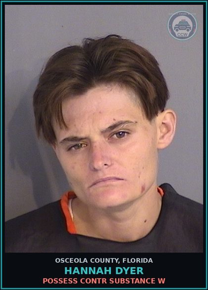 CCW arrest card for HANNAH DYER in Osceola County: POSSESS contr substance W