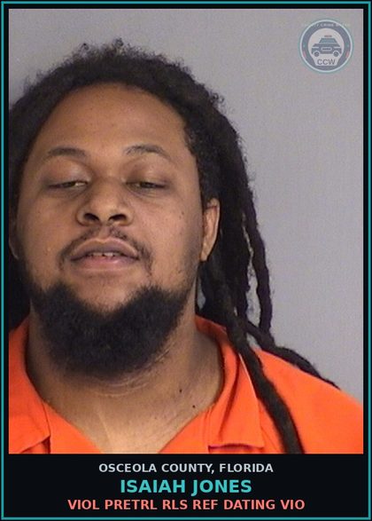 CCW arrest card for ISAIAH JONES in Osceola County: VIOL PRETRL RLS REF DATING VIO