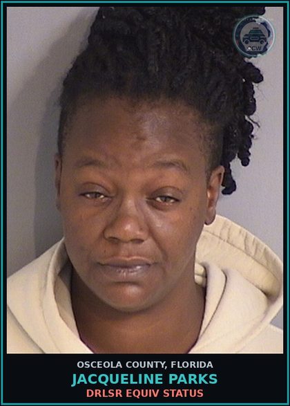 CCW arrest card for JACQUELINE PARKS in Osceola County: DRLSR EQUIV STATUS