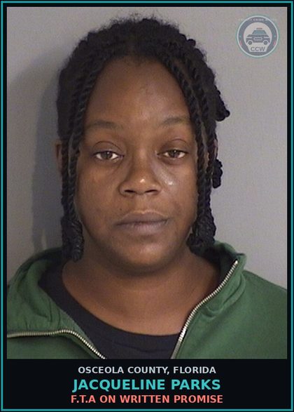 CCW arrest card for JACQUELINE PARKS in Osceola County: F.T.A ON WRITTEN PROMISE