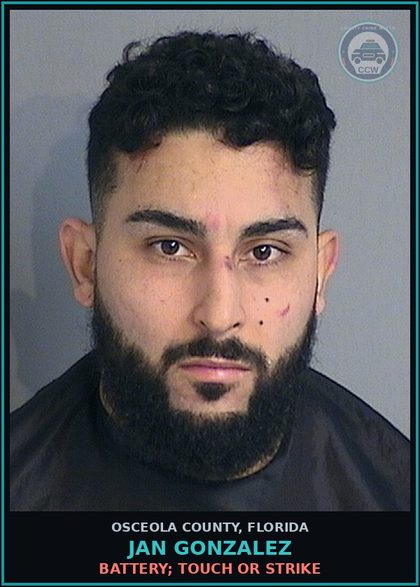 CCW arrest card for JAN GONZALEZ in Osceola County: BATTERY; TOUCH OR STRIKE