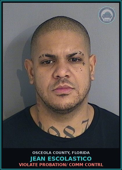CCW arrest card for JEAN ESCOLASTICO in Osceola County: VIOLATE PROBATION/ COMM CONTRL