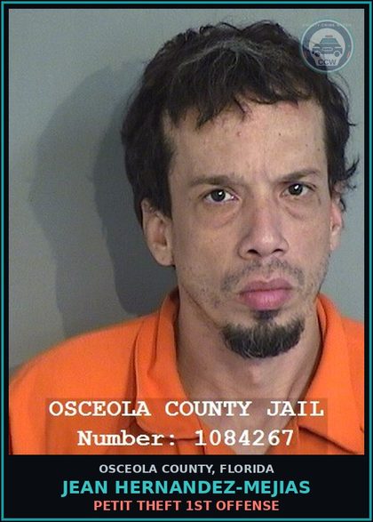 CCW arrest card for JEAN HERNANDEZ-MEJIAS in Osceola County: CRIMINAL MISCHIEF $200 OR LESS