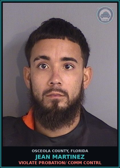 CCW arrest card for JEAN MARTINEZ in Osceola County: VIOLATE PROBATION/ COMM CONTRL