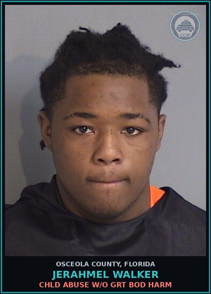 CCW arrest card for JERAHMEL WALKER in Osceola County: BATTERY; TOUCH OR STRIKE
