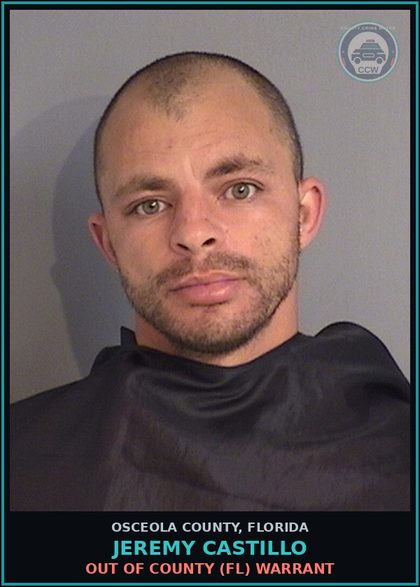 CCW arrest card for JEREMY CASTILLO in Osceola County: OUT OF COUNTY (FL) WARRANT