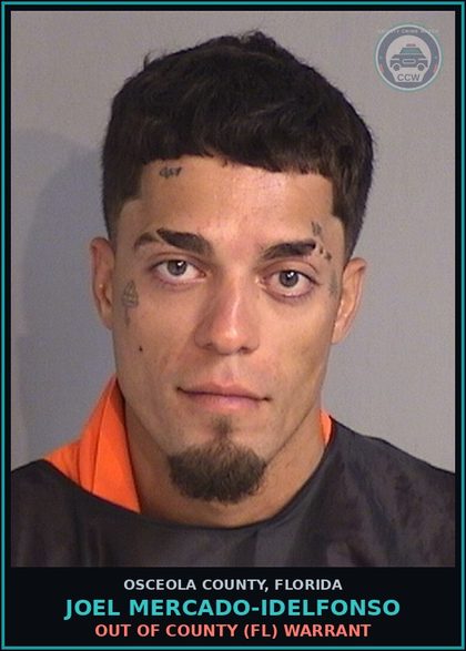 CCW arrest card for JOEL MERCADO-IDELFONSO in Osceola County: OUT OF COUNTY (FL) WARRANT