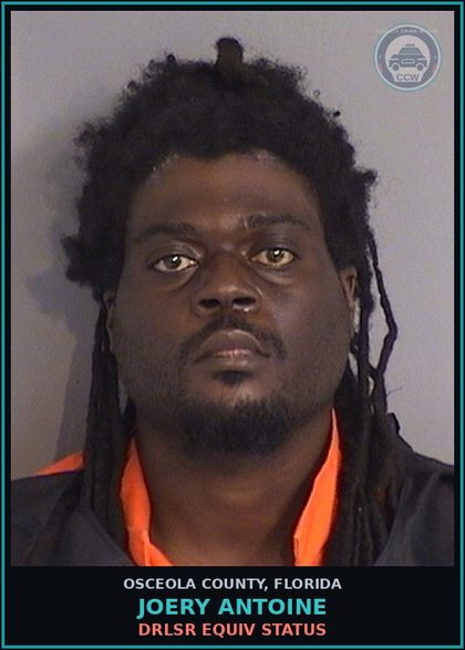 CCW arrest card for JOERY ANTOINE in Osceola County: DRLSR EQUIV STATUS