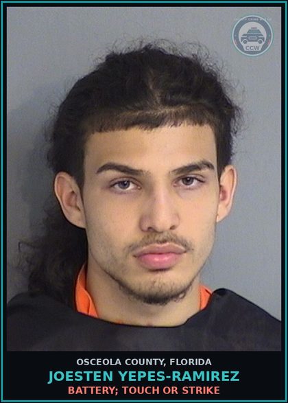CCW arrest card for JOESTEN YEPES-RAMIREZ in Osceola County: BATTERY; TOUCH OR STRIKE