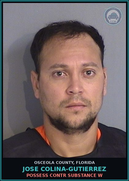 CCW arrest card for JOSE COLINA-GUTIERREZ in Osceola County: POSSESS contr substance W