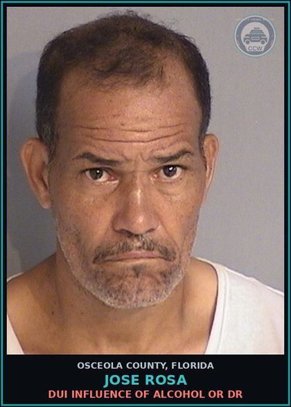 CCW arrest card for JOSE ROSA in Osceola County: DUI INFLUENCE OF ALCOHOL OR DR
