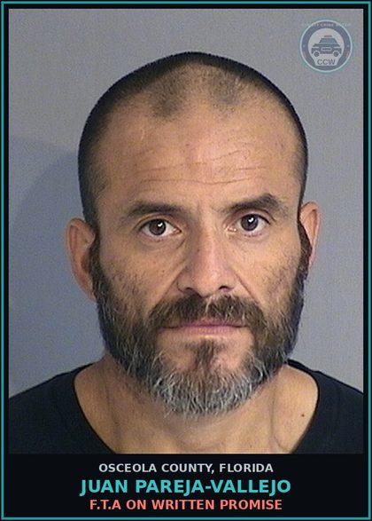 CCW arrest card for JUAN PAREJA-VALLEJO in Osceola County: F.T.A ON WRITTEN PROMISE