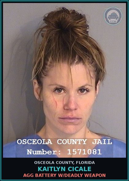 CCW arrest card for KAITLYN CICALE in Osceola County: AGG BATTERY W/DEADLY WEAPON