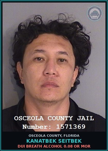 CCW arrest card for KANATBEK SEITBEK in Osceola County: DUI BREATH ALCOHOL 0.08 OR MOR