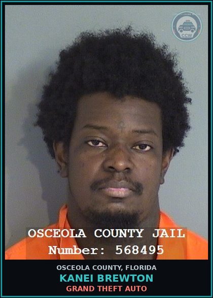 CCW arrest card for KANEI BREWTON in Osceola County: GRAND THEFT AUTO