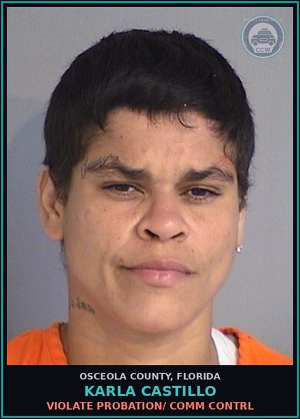 CCW arrest card for KARLA CASTILLO in Osceola County: VIOLATE PROBATION/ COMM CONTRL