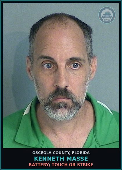 CCW arrest card for KENNETH MASSE in Osceola County: BATTERY; TOUCH OR STRIKE