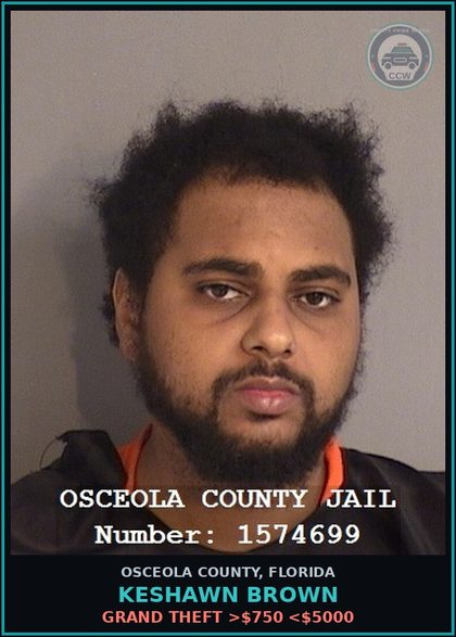 CCW arrest card for KESHAWN BROWN in Osceola County: POSSESS contr substance W