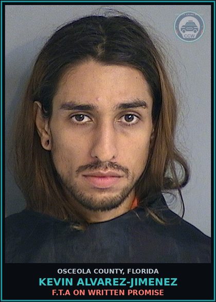 CCW arrest card for KEVIN ALVAREZ-JIMENEZ in Osceola County: F.T.A ON WRITTEN PROMISE