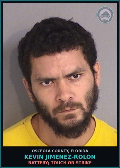 CCW arrest card for KEVIN JIMENEZ-ROLON in Osceola County: BATTERY; TOUCH OR STRIKE