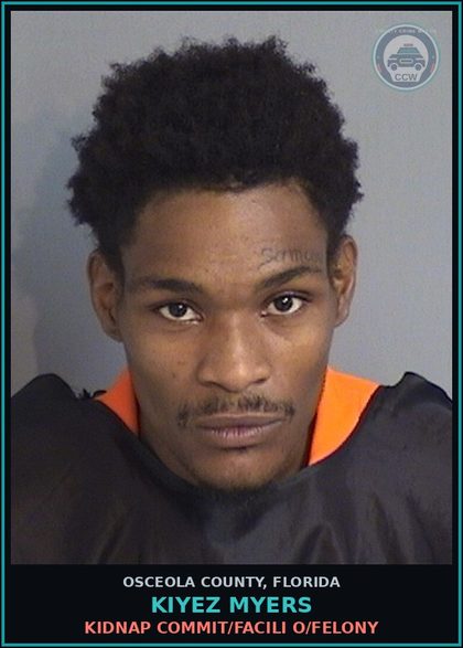 CCW arrest card for KIYEZ MYERS in Osceola County: ! PRIOR CONV AGG BATTERY; COMMIT
