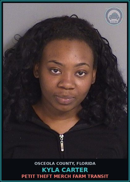 CCW arrest card for KYLA CARTER in Osceola County: PETIT THEFT MERCH FARM TRANSIT