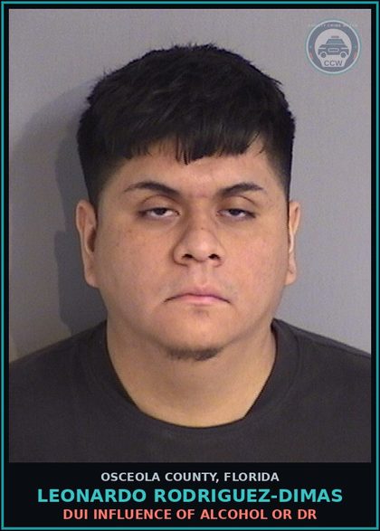 CCW arrest card for LEONARDO RODRIGUEZ-DIMAS in Osceola County: DUI INFLUENCE OF ALCOHOL OR DR