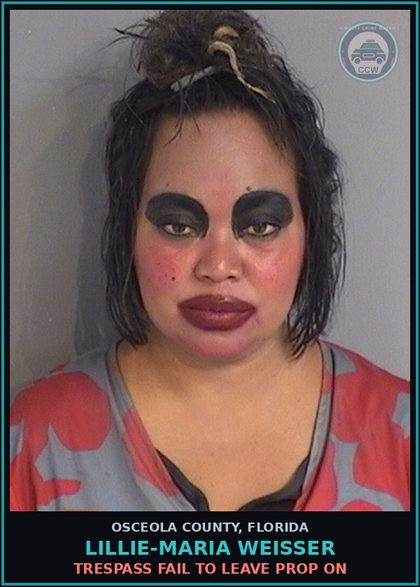 CCW arrest card for LILLIE-MARIA WEISSER in Osceola County: TRESPASS FAIL TO LEAVE PROP ON