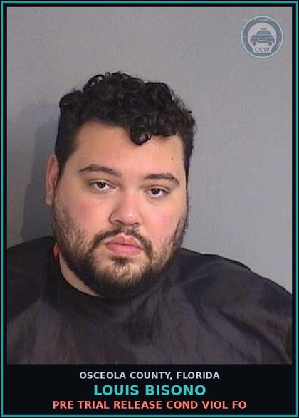 CCW arrest card for LOUIS BISONO in Osceola County: PRE TRIAL RELEASE COND VIOL FO