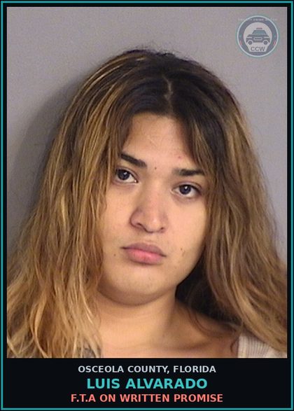 CCW arrest card for LUIS ALVARADO in Osceola County: F.T.A ON WRITTEN PROMISE
