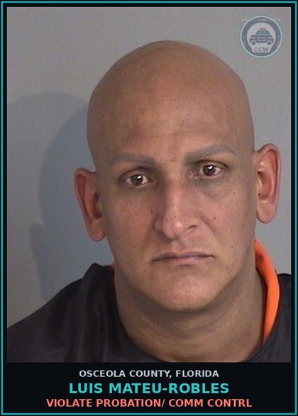 CCW arrest card for LUIS MATEU-ROBLES in Osceola County: VIOLATE PROBATION/ COMM CONTRL