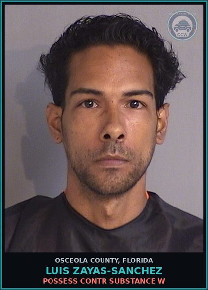 CCW arrest card for LUIS ZAYAS-SANCHEZ in Osceola County: POSSESS contr substance W
