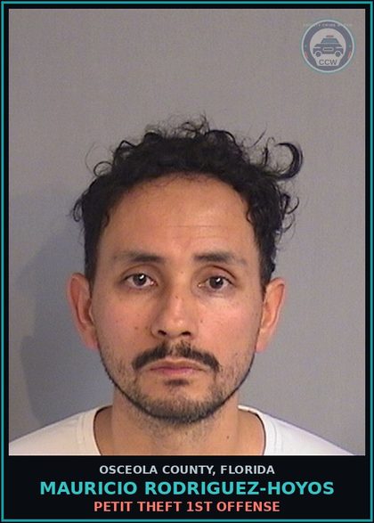 CCW arrest card for MAURICIO RODRIGUEZ-HOYOS in Osceola County: PETIT THEFT 1ST OFFENSE