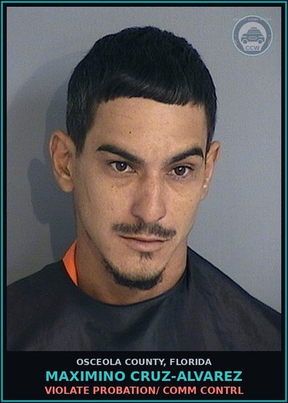 CCW arrest card for MAXIMINO CRUZ-ALVAREZ in Osceola County: VIOLATE PROBATION/ COMM CONTRL