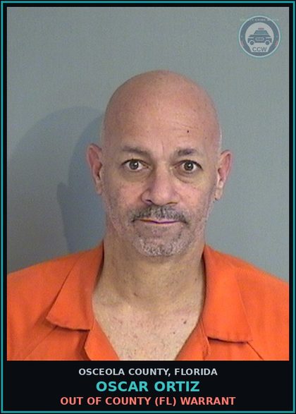 CCW arrest card for OSCAR ORTIZ in Osceola County: OUT OF COUNTY (FL) WARRANT
