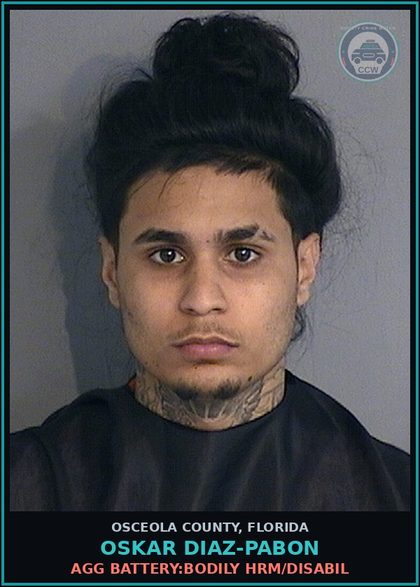 CCW arrest card for OSKAR DIAZ-PABON in Osceola County: AGG BATTERY:BODILY HRM/DISABIL