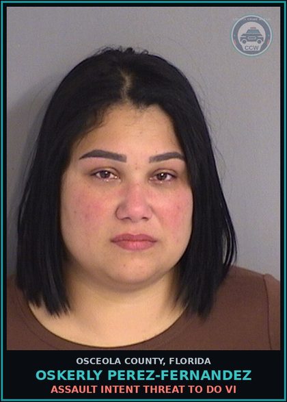 CCW arrest card for OSKERLY PEREZ-FERNANDEZ in Osceola County: ASSAULT INTENT THREAT TO DO VI