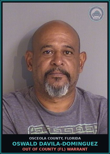 CCW arrest card for OSWALD DAVILA-DOMINGUEZ in Osceola County: OUT OF COUNTY (FL) WARRANT