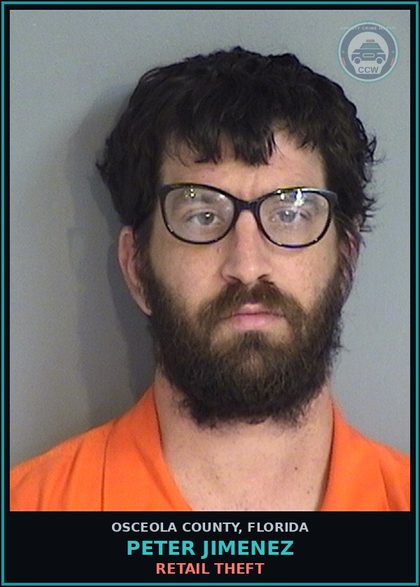 CCW arrest card for PETER JIMENEZ in Osceola County: RETAIL THEFT
