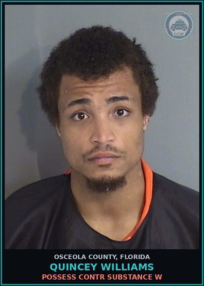 CCW arrest card for QUINCEY WILLIAMS in Osceola County: POSSESS contr substance W