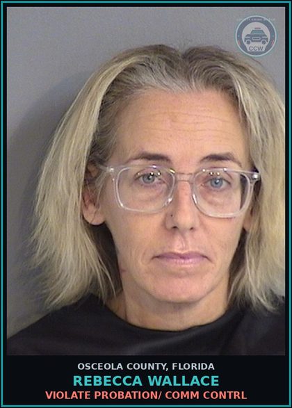 CCW arrest card for REBECCA WALLACE in Osceola County: VIOLATE PROBATION/ COMM CONTRL