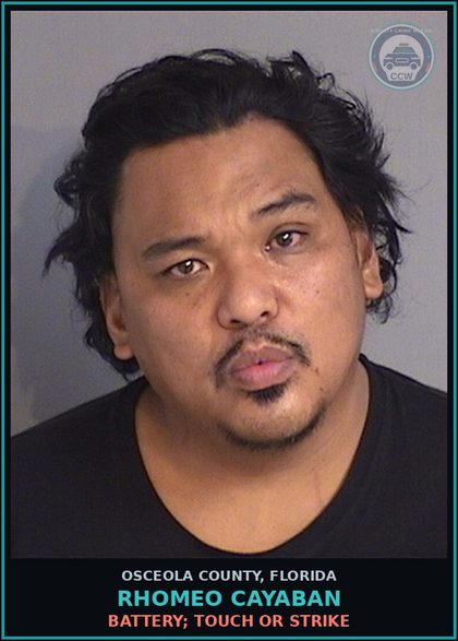 CCW arrest card for RHOMEO CAYABAN in Osceola County: BATTERY; TOUCH OR STRIKE