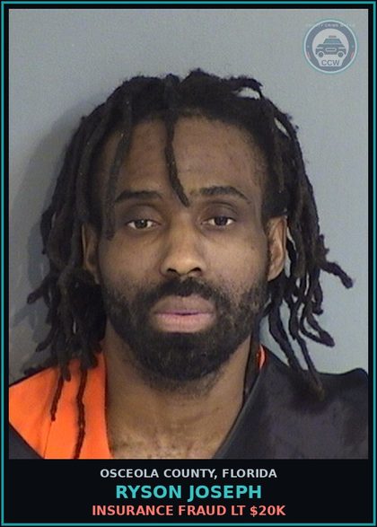 CCW arrest card for RYSON JOSEPH in Osceola County: INSURANCE FRAUD LT $20K