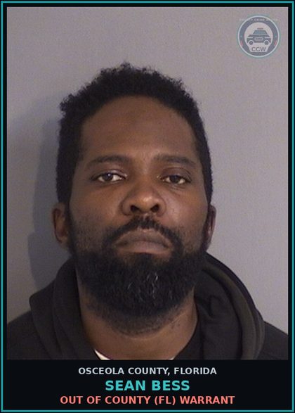 CCW arrest card for SEAN BESS in Osceola County: OUT OF COUNTY (FL) WARRANT
