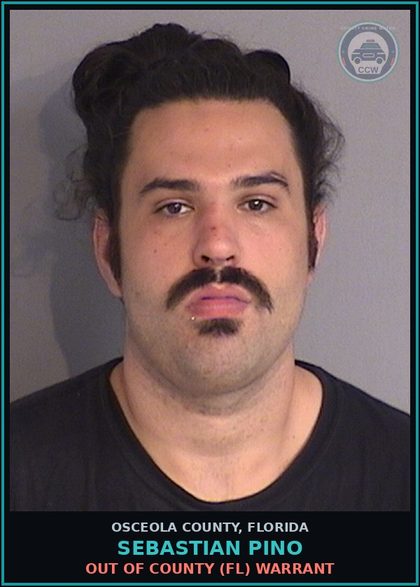 CCW arrest card for SEBASTIAN PINO in Osceola County: OUT OF COUNTY (FL) WARRANT