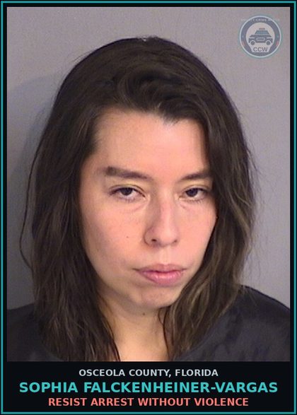 CCW arrest card for SOPHIA FALCKENHEINER-VARGAS in Osceola County: F2STOP/REMAIN@CRASH INVOV INJU