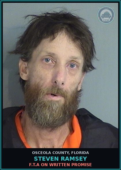 CCW arrest card for STEVEN RAMSEY in Osceola County: F.T.A ON WRITTEN PROMISE