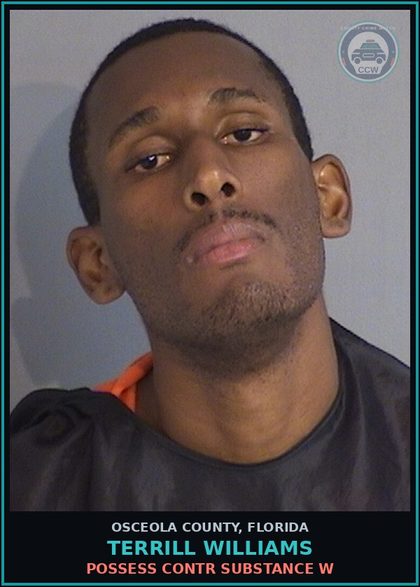 CCW arrest card for TERRILL WILLIAMS in Osceola County: POSSESS contr substance W